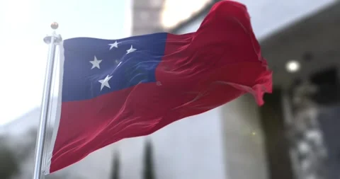 Samoa-flag-waving-seamless-loop-4k-60fps Stock Footage 331701878