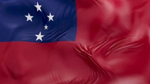 Samoa flag waving Seamless silk flag 3d animation slow motion Looping Vídeos de archivo 337773328