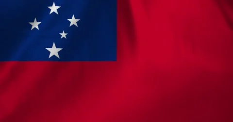 Samoa flag waving with the wind background loop video animation Stock Footage 327173389