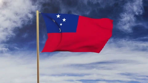 Samoa flag waving in the wind. Green screen, alpha matte. Loopable animation Video stock 48598547