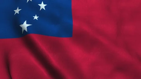 Samoa flag waving in the wind. National flag Independent State of Samoa Stock Footage 121728655