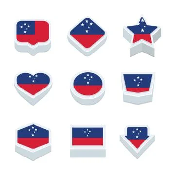 Samoa flags icons and button set nine styles Stock Illustration