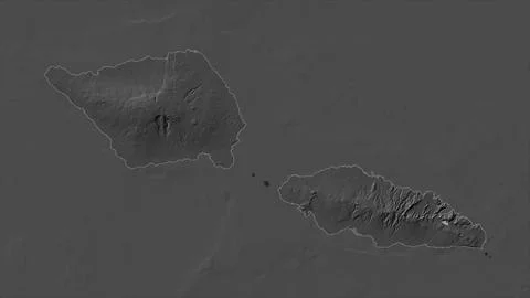 Samoa highlighted on a Bilevel elevation map with lakes and rivers Ilustração Stock