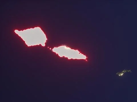 Samoa highlighted on night map Stock Illustration