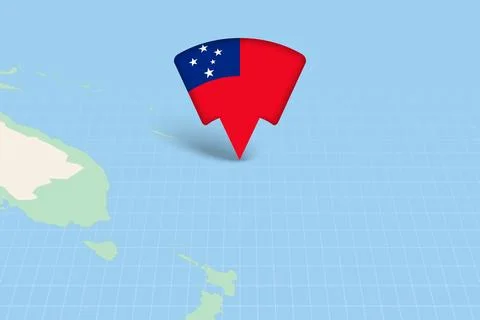 Samoa Location Highlighted on Oceania Map with Flag Icon. Illustration