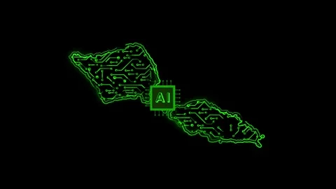 Samoa Map AI Chipset Technology Opener Stock-Footage 337082194