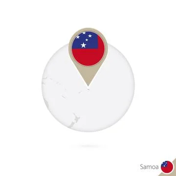 Samoa map and flag in circle. Map of Samoa, Samoa flag pin. Map of Samoa in.. Stock Illustration