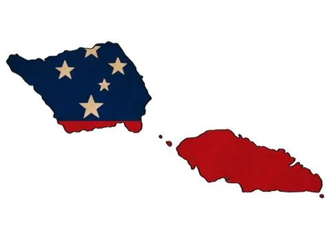 Samoa map on  flag drawing ,grunge and retro flag series Stock Illustration