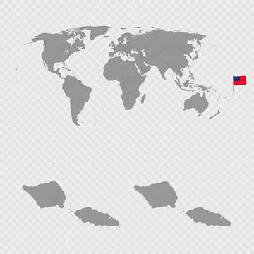 Samoa Map Set with World Location. Stock Illustration