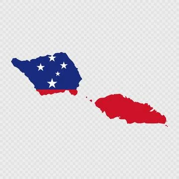 Samoa map silhouette with flag. Stock Illustration