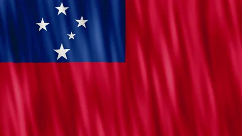 Samoa National Flag. Seamless loop animation closeup waving. Stock Footage 222620422