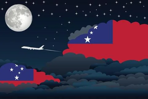 Samoa Night Clouds Airplane Vector Illustration Stock-Illustration