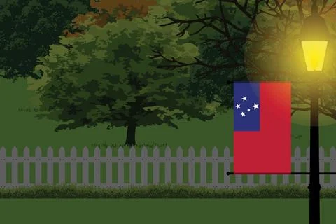 Samoa Night Trees Lamp Vector Illustration Stock Illustration