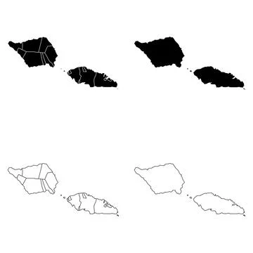 Samoa Outline and Solid Fill Map Set. Ilustração Stock