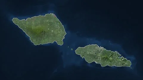 Samoa outlined on a low resolution satellite map Ilustração Stock