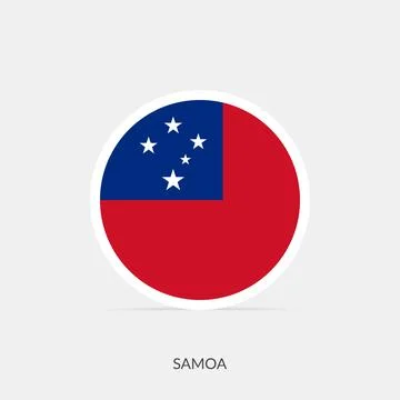 Samoa round flag icon with shadow. Stock Illustration