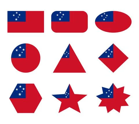 Samoa set of flags with geometric shapes イラスト素材