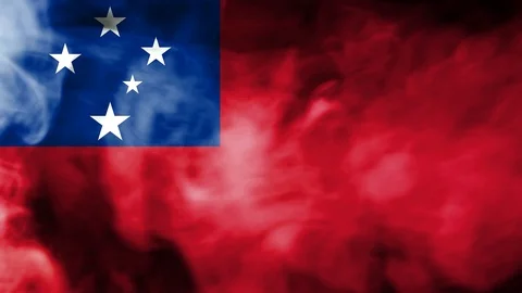 Samoa smoke waving flag 動画素材 98353006