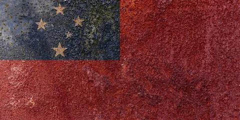 Samoa State Flag. Dirty Samoa flag on metal surface. Stock Photos