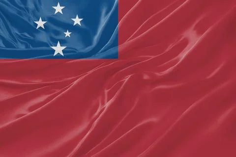 Samoa Waving Flag Background with Detailed Fabric Texture Stock Illustration
