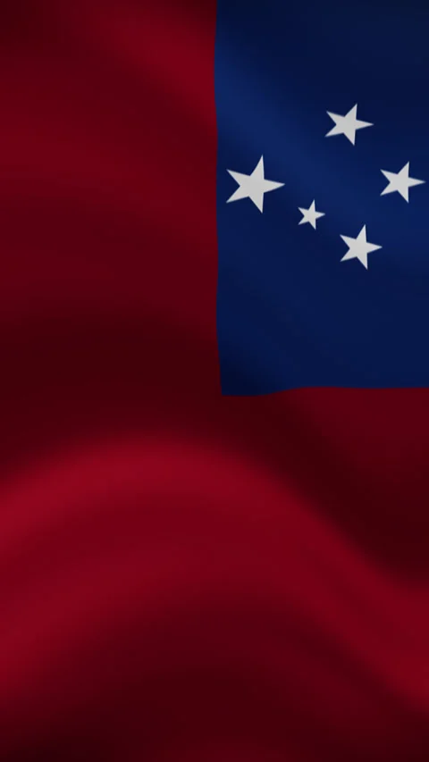 Samoa Waving Flag in Vertical Orientation – Realistic Loop Animation Stock Footage 294949786