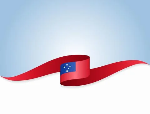 Samoan flag wavy abstract background. Vector illustration. Stock Illustration