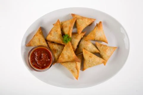 Samoosas with Atjar Stock Photos
