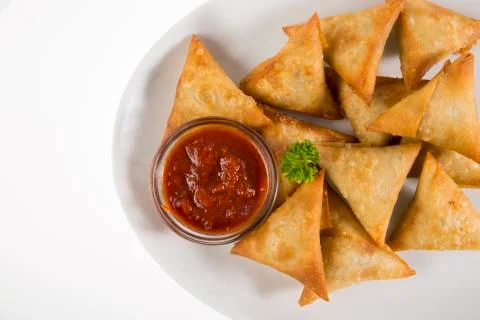 Samoosas with Atjar Stock Photos