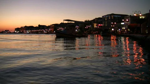 Samos town at sunset - greece Video stock 110161