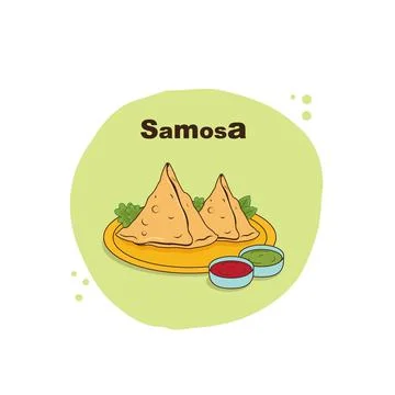 Samosa with chutney  Stock Illustration