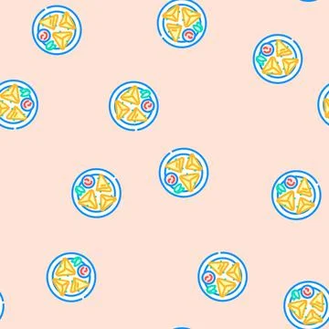 Samosa indian cuisine vector seamless pattern イラスト素材