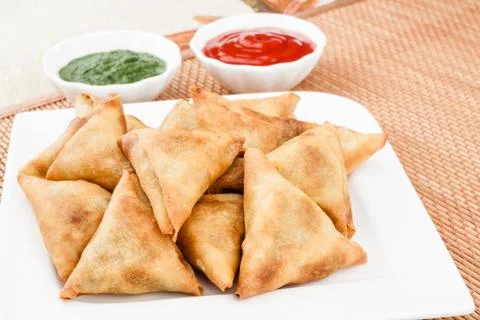 Samosa with Mint Chutney Foto stock