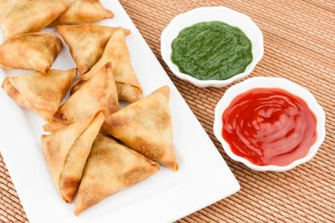 Samosa with Mint Chutney Foto stock