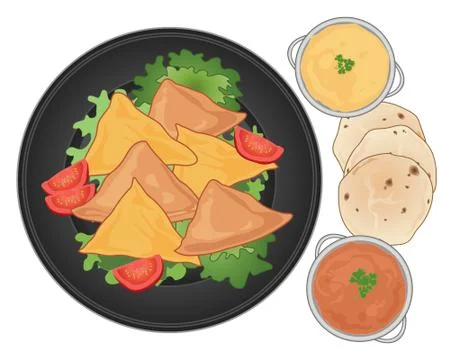 Samosa plate Stock Illustration