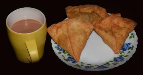 Samosa with Tea Stock Photos