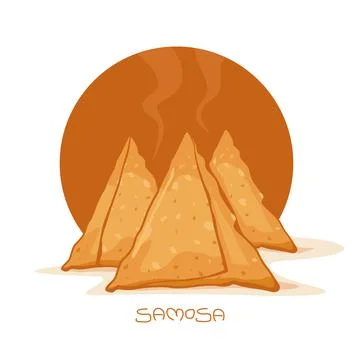Samosa is a vegetables stuffed deep fried snack very popular in India vector Stockillustratie