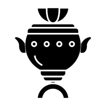 Samovar icon, vector illustration, black sign on isolated background Stock Illustration