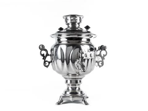 Samovar isolated on white background 库存照片
