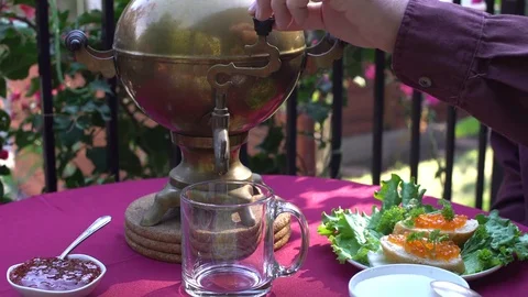 Samovar Tea CU 1 Stock Footage 77360609