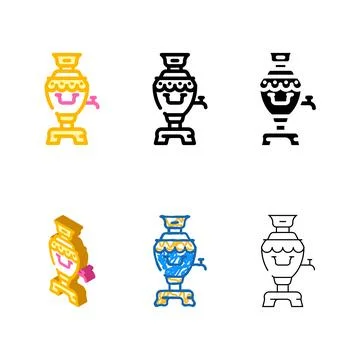Samovar tool for styleset boiling water color icon vector Stockillustratie