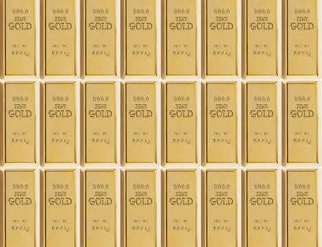Sample of 999 gold bars Stock Photos