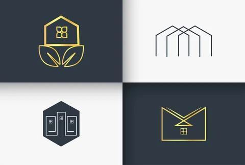 Sample And Manimal  Real Estate And Construction Logo Line Art Illustrazione stock