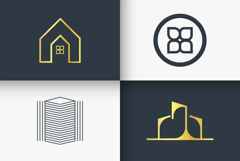 Sample And Manimal  Real Estate And Construction Logo Line Art Illustrazione stock