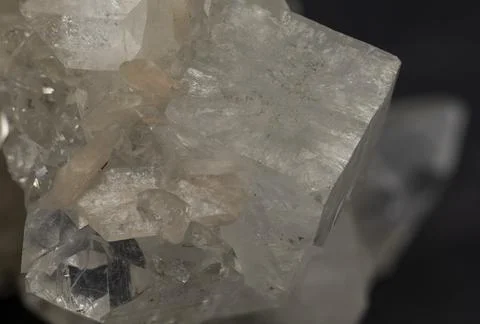 Sample of apophyllite and stilbite on a black background 스톡 사진