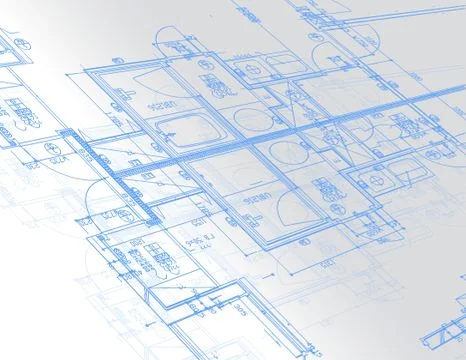 Sample of architectural blueprints over a light gray background / blueprint Stock Illustration