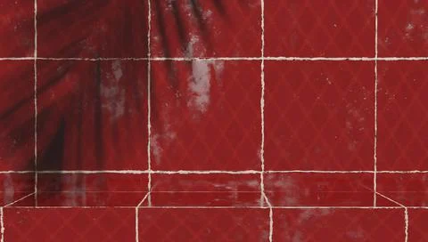 Sample of bathroom products on tiled backdrop for sample of perfumery and bat Stock Photos