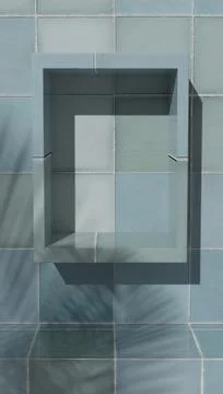 Sample of bathroom products on tiled backdrop for sample of perfumery and bat Stock Photos