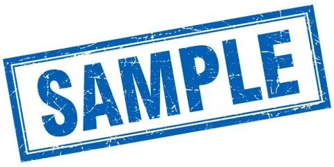 Sample blue square grunge stamp on white Stock Illustration