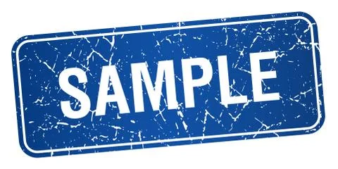 Sample blue square grunge textured isolated stamp 스톡 일러스트