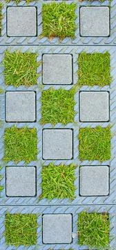 Sample of brick pavement with grass. Foto stock